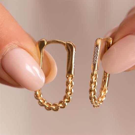 Taşlı Sarmal Model 14 Ayar Altın Küpe