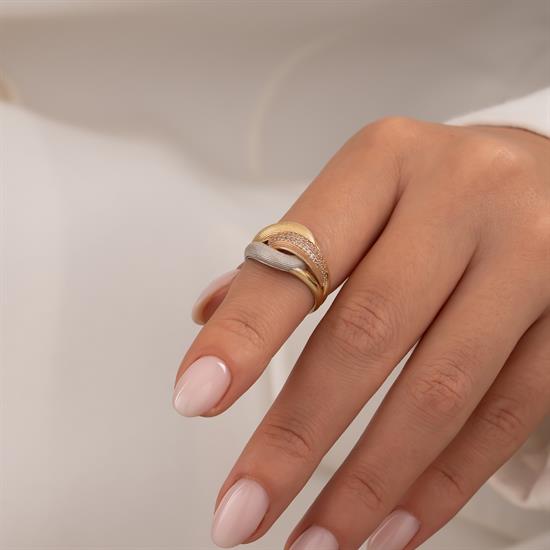 Taşlı Sarmal Model 14 Ayar Altın Yüzük