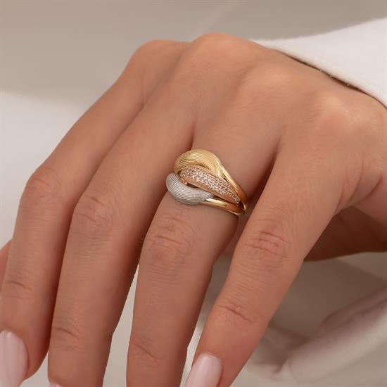 Taşlı Sarmal Model 14 Ayar Altın Yüzük