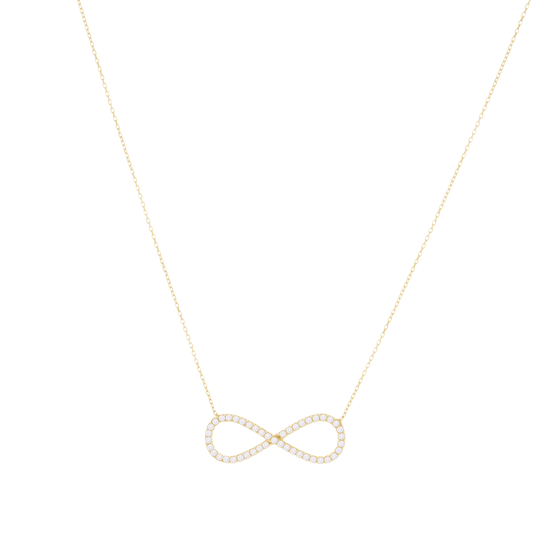 Taşlı Sonsuzluk 14 Ayar Altın Kolye