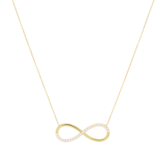 Taşlı Sonsuzluk 14 Ayar Altın Kolye
