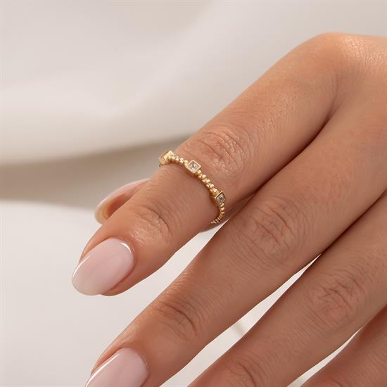 Küp Taşlı Burgu Model 14 Ayar Altın Yüzük