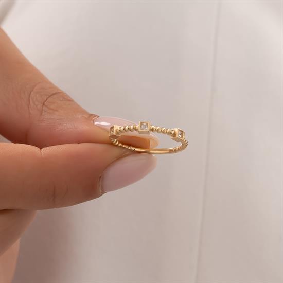 Küp Taşlı Burgu Model 14 Ayar Altın Yüzük