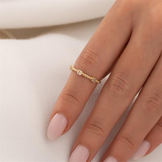 Küp Taşlı Burgu Model 14 Ayar Altın Yüzük