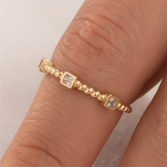 Küp Taşlı Burgu Model 14 Ayar Altın Yüzük