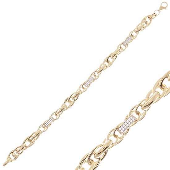 Taşlı Spor Model Bileklik 14 Ayar Altın