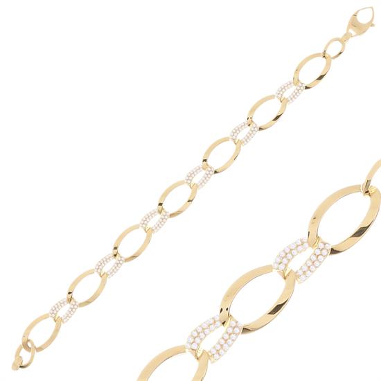 Taşlı Tasarım 14 Ayar Altın Bileklik