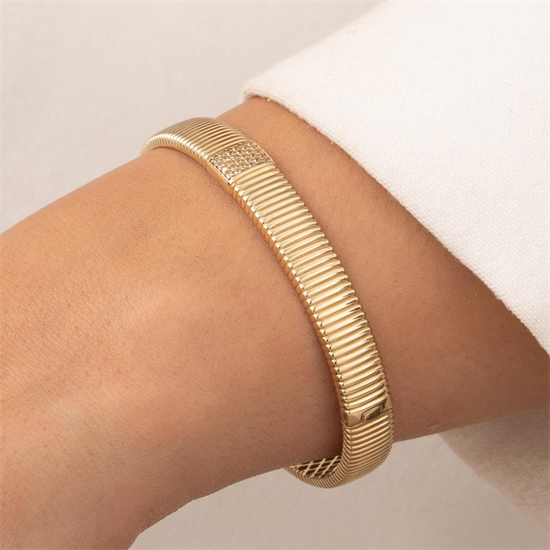 Taşlı Tasarım 14 Ayar Altın Kelepçe