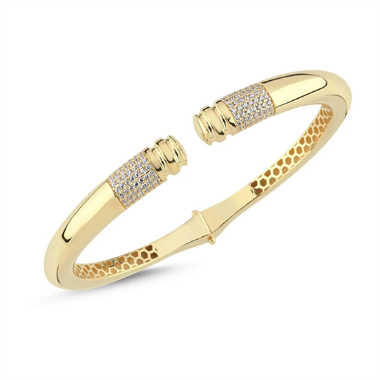 Taşlı Tasarım Kelepçe 14 Ayar Altın