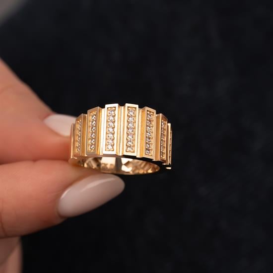 Taşlı Tasarım 14 Ayar Altın Yüzük