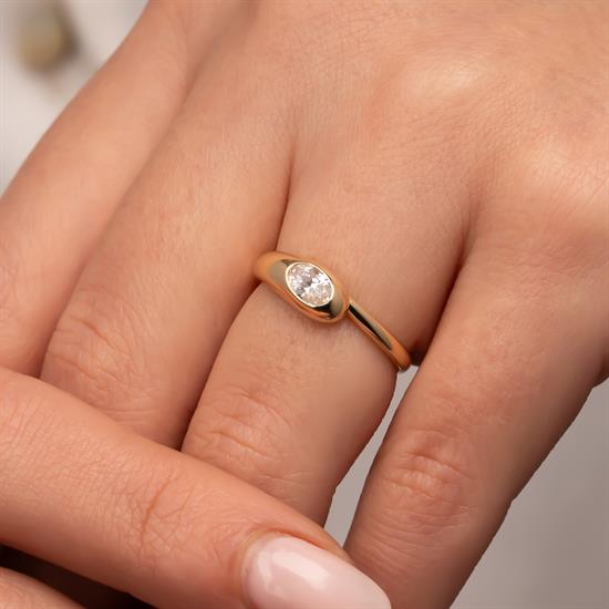 Taşlı Tasarım 14 Ayar Altın Yüzük