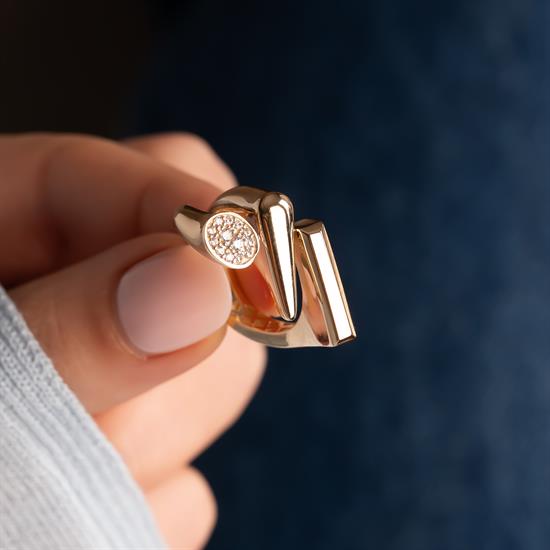 Taşlı Tasarım 14 Ayar Altın Yüzük