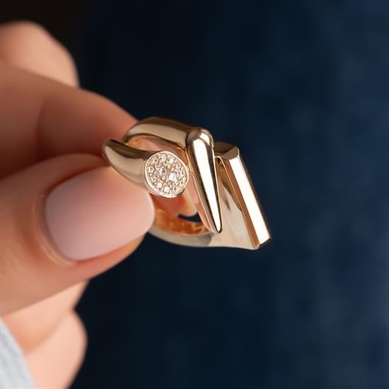 Taşlı Tasarım 14 Ayar Altın Yüzük