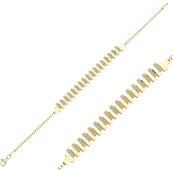 Taşlı Tasarım 14 Ayar Düğün Seti