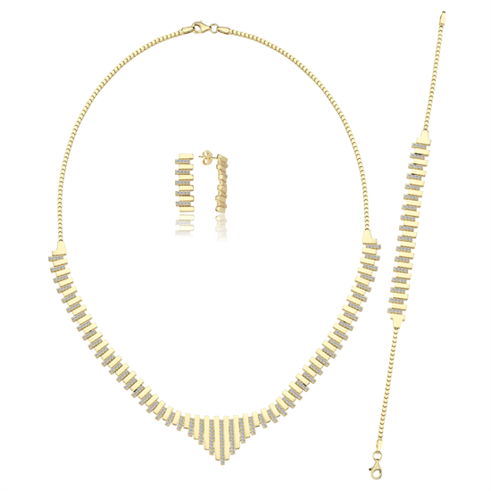 Taşlı Tasarım 14 Ayar Düğün Seti