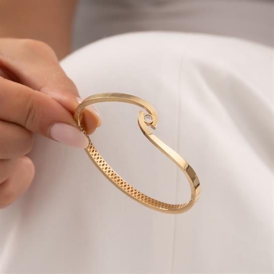 Trend Taşlı Model 14 Ayar Altın Kelepçe