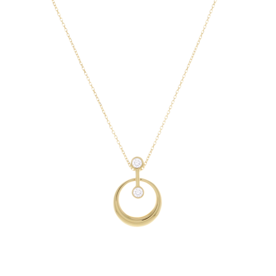 Taşlı Trend Model 14 Ayar Altın Kolye