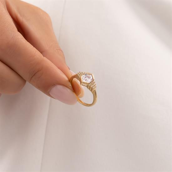 Taşlı Trend Model 14 Ayar Altın Yüzük