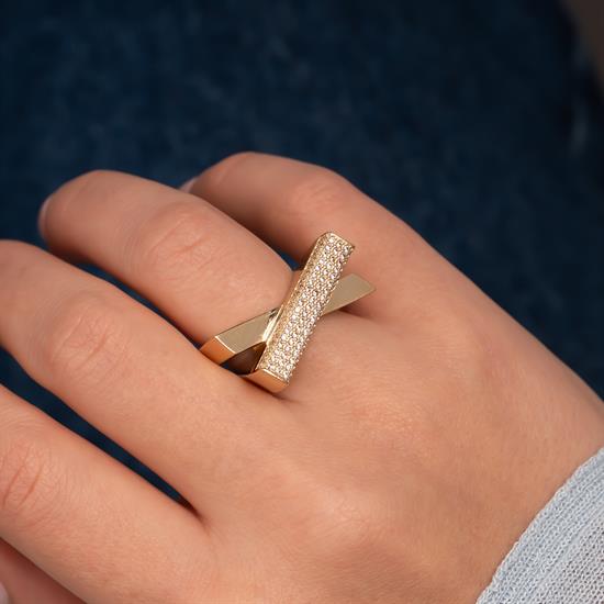 Taşlı Trend Model 14 Ayar Altın Yüzük