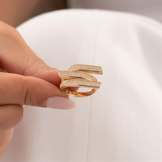 Taşlı Tasarım Model 14 Ayar Altın Yüzük