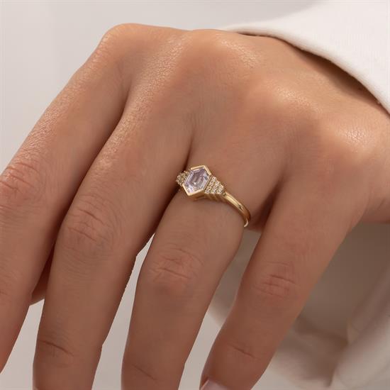 Taşlı Trend Model 14 Ayar Altın Yüzük