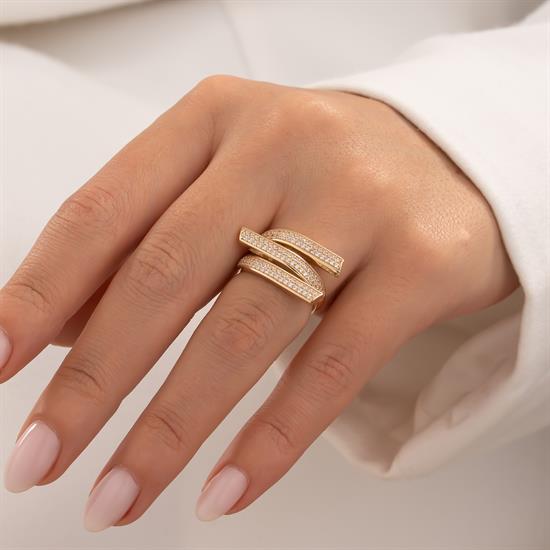 Taşlı Tasarım Model 14 Ayar Altın Yüzük