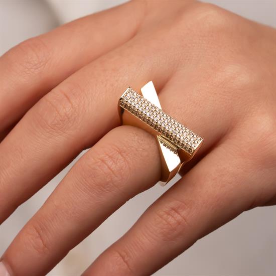 Taşlı Trend Model 14 Ayar Altın Yüzük