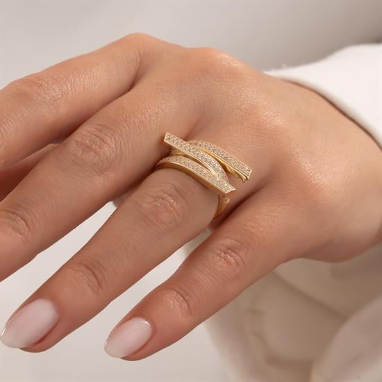 Taşlı Tasarım Model 14 Ayar Altın Yüzük