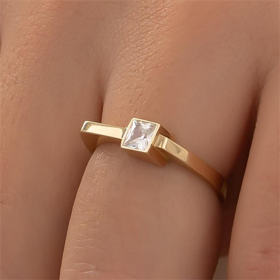 Taşlı Trend Model 14 Ayar Altın Yüzük