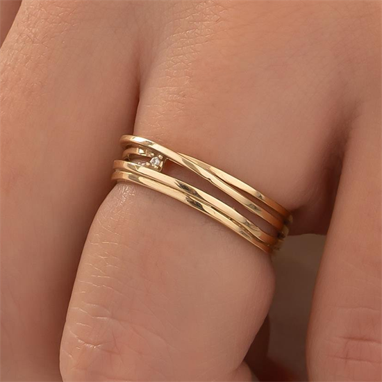 Taşlı Trend Model 14 Ayar Altın Yüzük