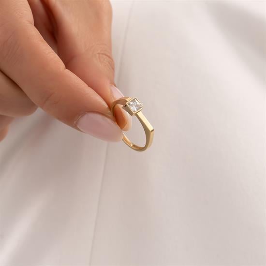 Taşlı Trend Model 14 Ayar Altın Yüzük