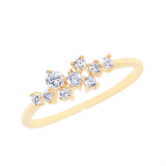 Taşlı Yağmur Modeli 14 Ayar Altın Yüzük