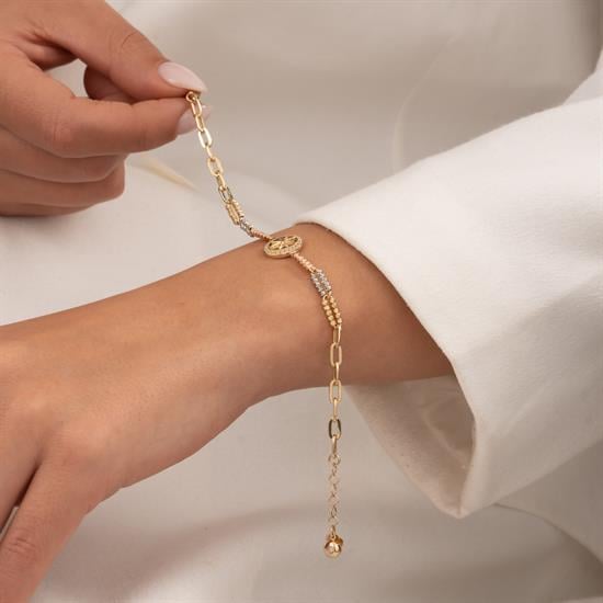 Taşlı Yıldız 14 Ayar Altın Bileklik