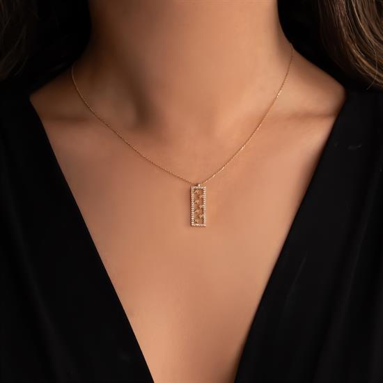 Taşlı Yıldız  Altın Kolye 14 Ayar