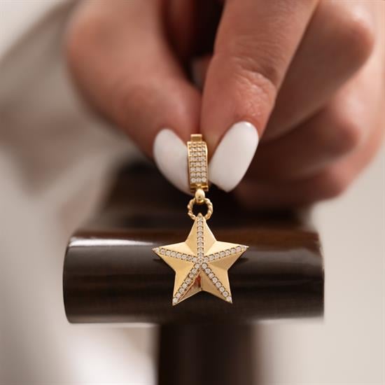 Taşlı Yıldız 14 Ayar Kolye Ucu