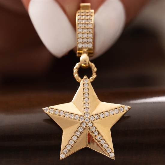 Taşlı Yıldız 14 Ayar Kolye Ucu