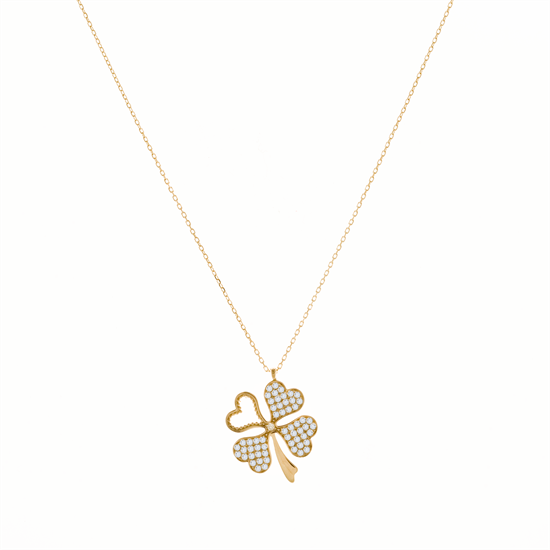 Yonca Taşlı 14 Ayar Altın Kolye