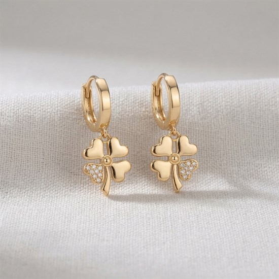 Taşlı Yonca Model 14 Ayar Altın