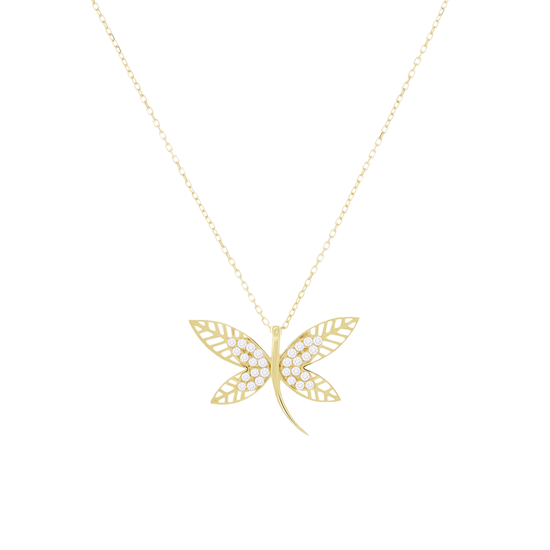 Taşlı Yusufçuk 14 Ayar Altın Kolye