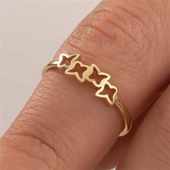 Taşsız Kelebek Figürlü 14 Ayar Altın Yüzük