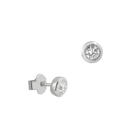 Tek Taş Yuvarlak 14 Ayar Altın Küpe