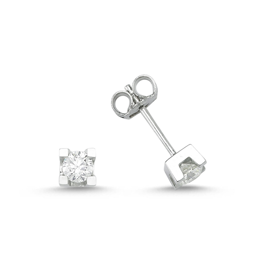 4 Tırnaklı Tek Taş Küpe Altın 14 Ayar