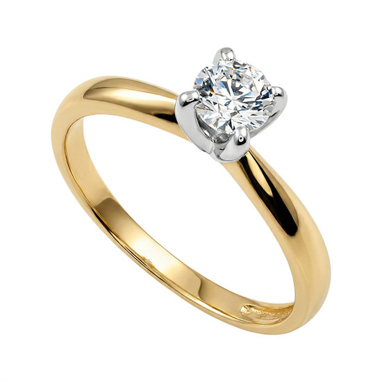 14 Ayar Sarı Altın Tektaş Yüzük