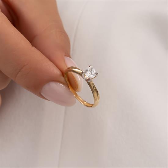 14 Ayar Sarı Altın Tektaş Yüzük