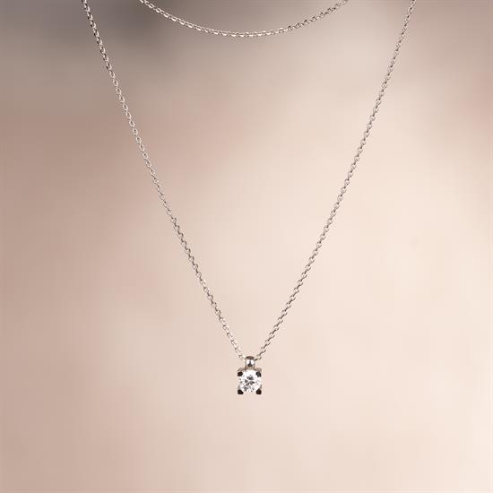 Tektaş Kolye Beyaz Altın 14 Ayar