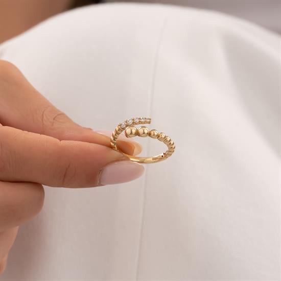 Top Top Taşlı 14 Ayar Altın Yüzük