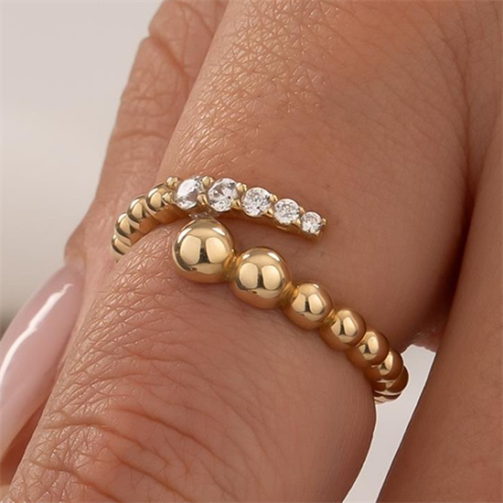 Top Top Taşlı 14 Ayar Altın Yüzük