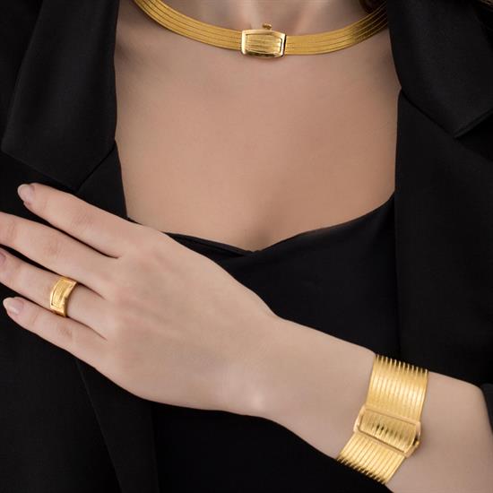 Trabzon Hasır Altın Bileklik Klasik Toka 13 Sıra 14 Ayar Altın 