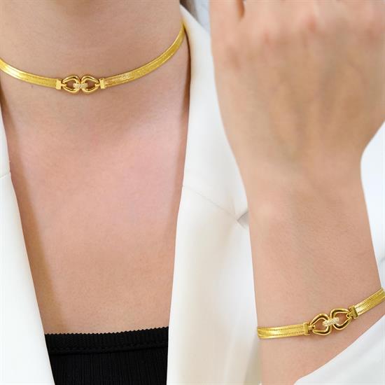 Trabzon Hasır Modern Badem Model 14 Ayar 3 Sıra Altın Set Sarı