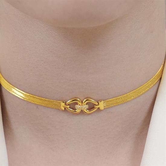 Trabzon Hasır Modern Badem Model 14 Ayar 3 Sıra Altın Set Sarı